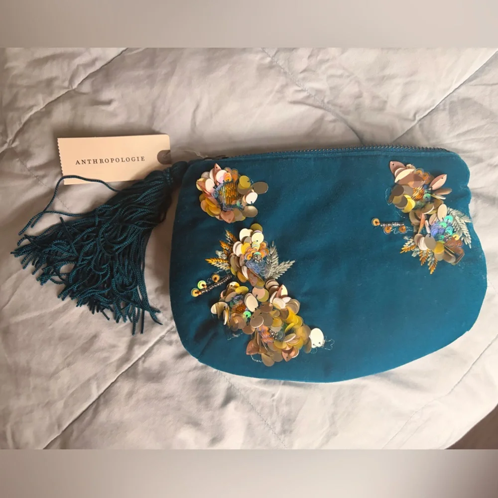 Anthropologie Blue Embellished Clutch - Picture 2 of 2